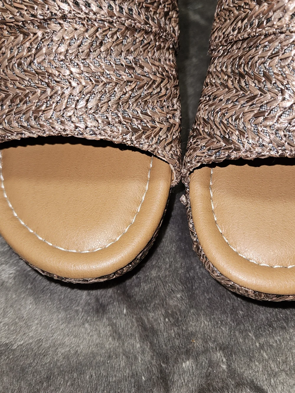 C Comfort Brown Woven Wedge Sandal Buckle Detail Bohemian Beachy Hippie 10 Wide